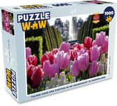 Puzzel Tulpen voor een fontein in de Keukenhof in Nederland - Legpuzzel - Puzzel 1000 stukjes volwassenen