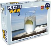 Puzzel Een Gin tonic aan de blauwe zee - Legpuzzel - Puzzel 500 stukjes