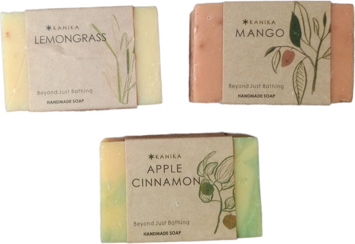 Goedkoopste natuurlijke zeep - 100 plantaardig - 3 stuks - fair trade uit Thailand - aloë vera - apple cinnemon - goat milk