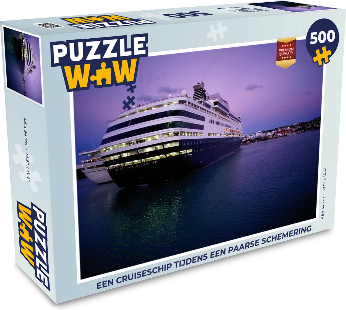 Puzzel Een cruiseschip tijdens een paarse schemering - Legpuzzel - Puzzel 500 stukjes