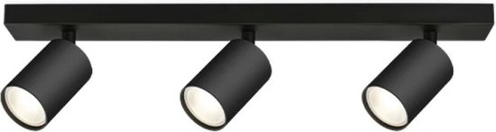 LED Plafondspot – Brinton Betin – GU10 Fitting – 3-lichts – Rond – Mat Zwart – Kantelbaar – Aluminium – Philips – CorePro 827 36D – Dimbaar – 15W -…