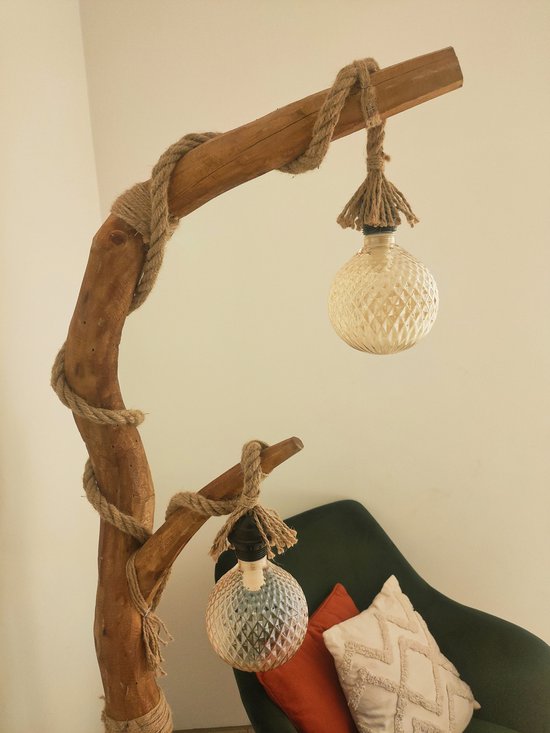 Lampe tronc d'arbre Handgemaakt lampe lampadaire modèle unique LOTUS | bol