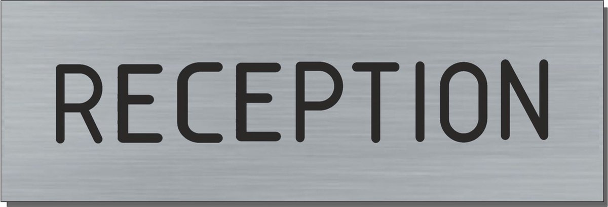 Doorsign - doorplate - deurbord - Reception - rectangle - stainless steel look - 5 x 15 cm