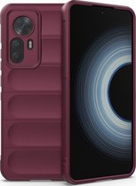 Mobigear Hoesje geschikt voor Xiaomi 12T Telefoonhoesje Flexibel TPU | Mobigear Bumpy Backcover | 12T Case | Back Cover - Bordeaux Rood