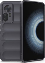 Mobigear Hoesje geschikt voor Xiaomi 12T Telefoonhoesje Flexibel TPU | Mobigear Bumpy Backcover | 12T Case | Back Cover - Charcoal | Grijs
