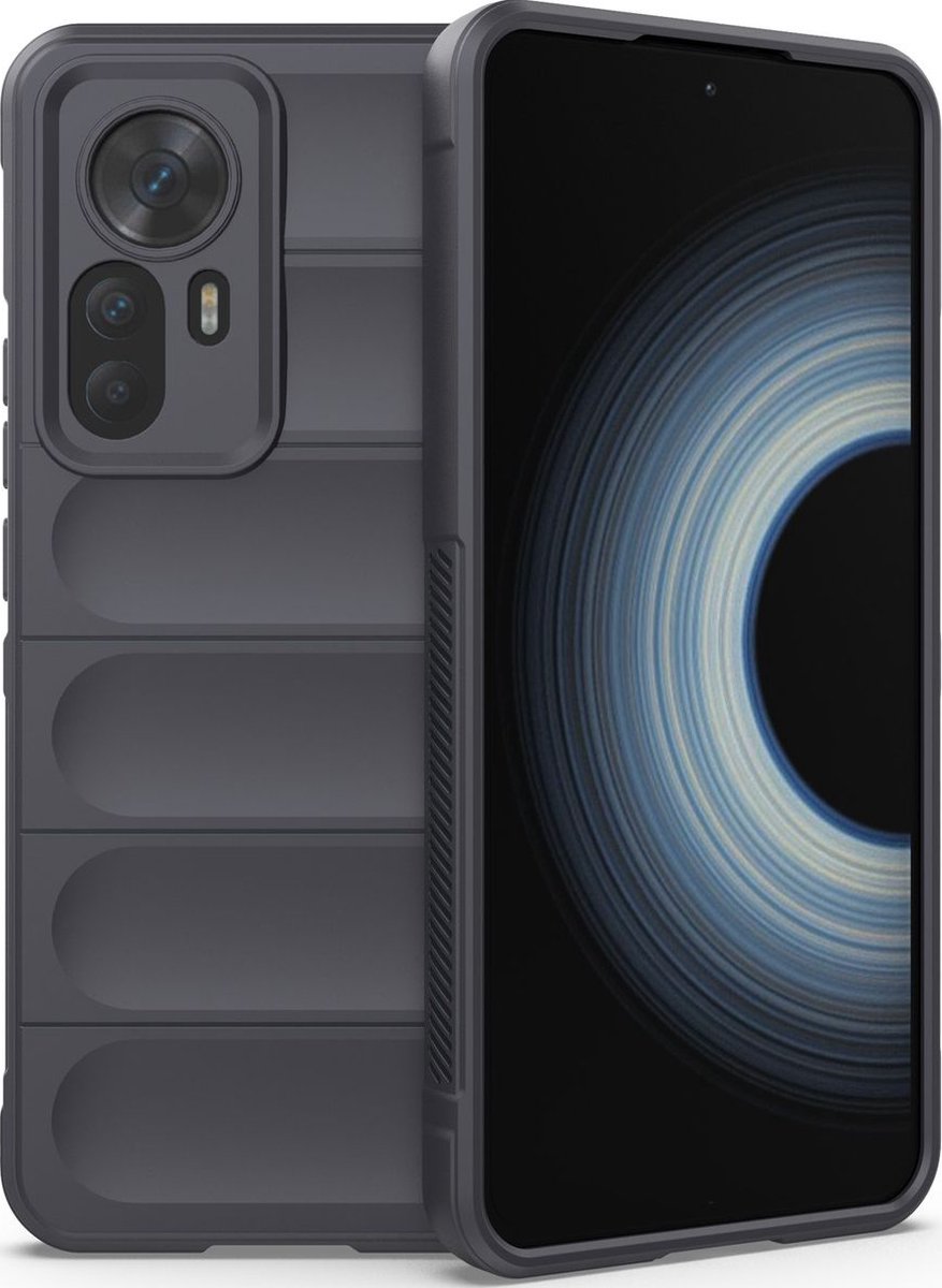 Mobigear Hoesje geschikt voor Xiaomi 12T Telefoonhoesje Flexibel TPU | Mobigear Bumpy Backcover | 12T Case | Back Cover - Charcoal