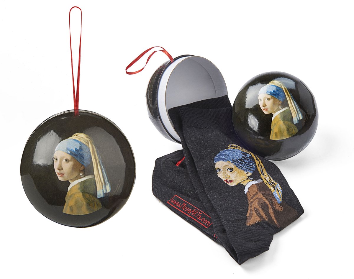 MuseARTa Sokken Kerst Gift Ball - Jan Vermeer - Girl with a Pearl Earring - Maat 36-40