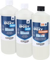 Mr.Boat Epoxy Casting Resin - 3000 grammes - Résine transparente / Résine époxy - Avec bloqueur UV - Tasses à mélanger - Gants - Abaisse-langue