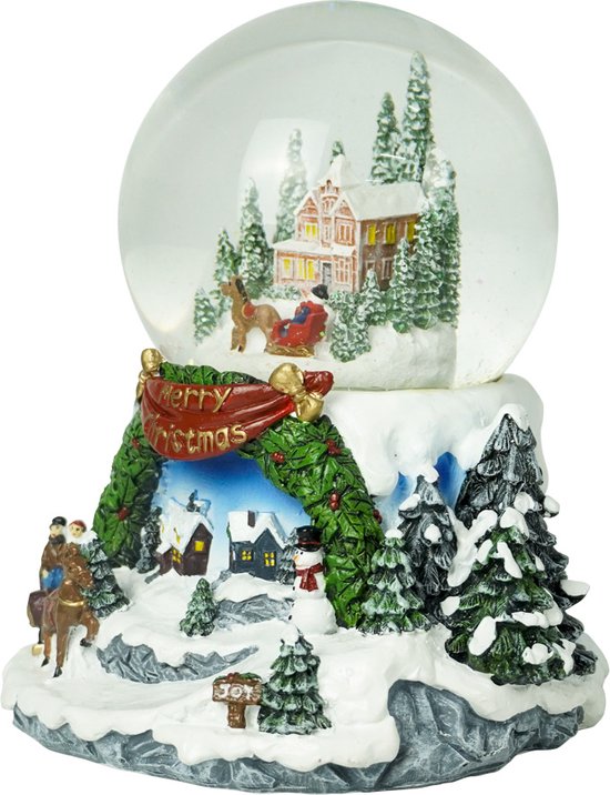 Kerst Sneeuwlantaarn - Retro Kerst Sneeuwbol, Batterij Werkt Trein Beeldjes, LED Glinsterende Kerstman Sneeuwpop Feestelijke Tafeldecoratie voor Kinderen Volwassenen