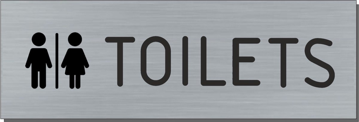 Doorsign - doorplate - deurbord - Toilets + Icons - rectangle - stainless steel look - 5 x 15 cm