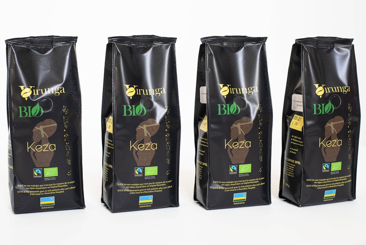 Virunga Coffee - KEZA Bonen - 4 x 250g - Fairtrade & Biologische Koffie Rwanda