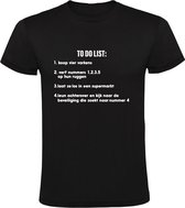Grappige to do list | Heren T-shirt | Humor | to do lijst | grappig | varkens | beesten | supermarkt | winkel | beveiliger | Zwart
