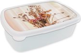 Broodtrommel Wit - Lunchbox - Brooddoos - Droogbloemen - Stilleven - Kleuren - 18x12x6 cm - Volwassenen