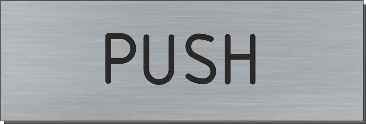 Doorsign - doorplate - deurbord - Push - rectangle - stainless steel look - 5 x 15 cm