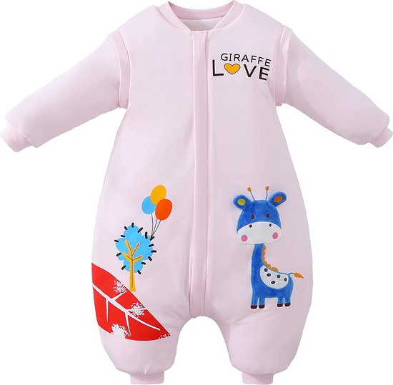 HAHASHOW Baby Slaapzak Met Voeten Slaapzak Met Lange Mouwen Voor Jongens En Meisjes Slaapzak Met Benen 5-6 Jaar Roze