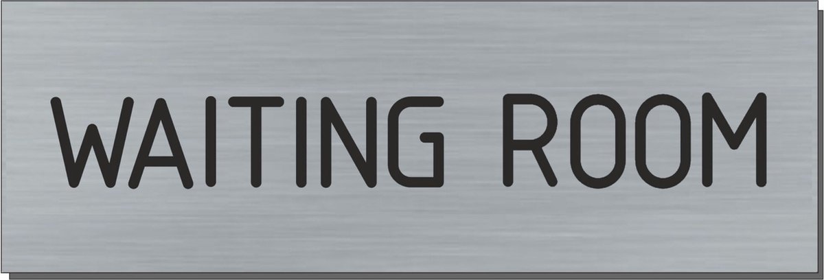 Doorsign - doorplate - deurbord - Waiting Room - rectangle - stainless steel look - 5 x 15 cm
