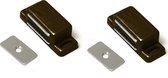 Magneetsnapper - Bruin - Kunstof - 4kg trekkracht - 47x16mm - Magneetslot - Inclusief tegenplaat - 2 stuks
