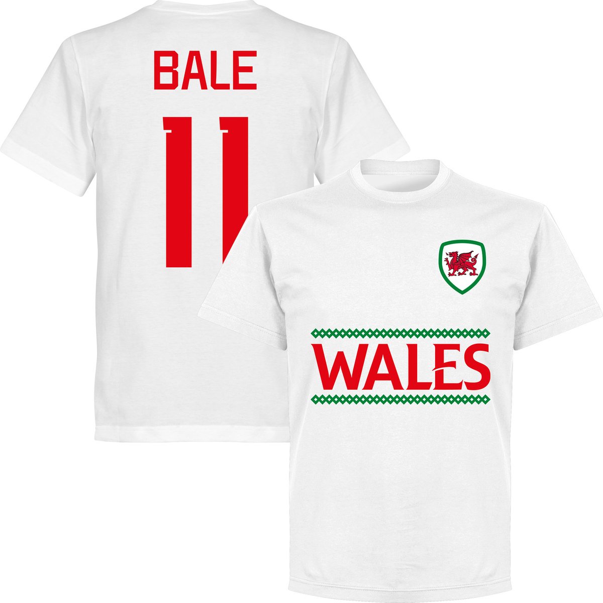 Wales Reliëf Bale Team T-Shirt - Wit - M
