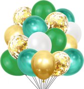 60 stuks Goud met Groen Helium Ballonnen met Lint – Verjaardag Versiering - Decoratie voor jubileum - Verjaardagversiering - Feestartikelen - Trouwfeest - Geslaagd versiering - Vrijgezellenfeest - Geschikt voor Helium en Lucht