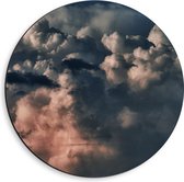 WallClassics - Dibond Muurcirkel - Donkere Wolken in de Lucht - 40x40 cm Foto op Aluminium Muurcirkel (met ophangsysteem)