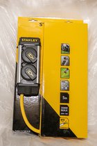Stanley Stekkerdoos voor buiten, aardspies, 2 stopcontacten met penaarde (type E), 2 klapdeksel, kabel 5 m, IP44, zwart/geel/zilver