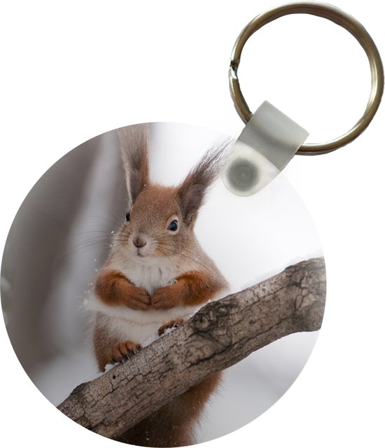 Porte-clés - Écureuil - Arbre - Flocon - Hiver - Plastique - Rond - Cadeaux à distribuer