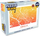 Puzzel Stadskaart - Zwolle - Oranje - Geel - Legpuzzel - Puzzel 500 stukjes - Plattegrond