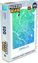 Puzzel Stadskaart - Zwolle - Nederland - Blauw - Legpuzzel - Puzzel 500 stukjes - Plattegrond