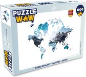 Puzzel Wereldkaart - Quotes - Berg - Legpuzzel - Puzzel 1000 stukjes volwassenen