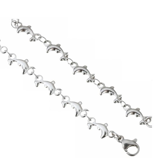 Armband- Dolfijn- RVS- extra lang- 25-28 cm- Zilverkleur- Charme Bijoux