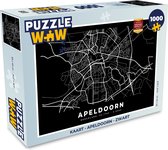 Puzzel Kaart - Apeldoorn - Zwart - Legpuzzel - Puzzel 1000 stukjes volwassenen