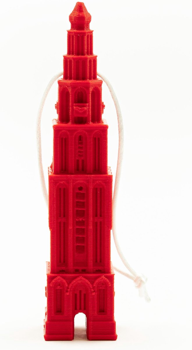 Kersthanger Martinitoren Groningen 3D geprint - Rood