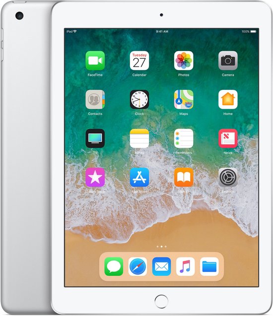 iPad, Wi-Fi, 9.7", 2048 x 1536, A10 + M10, 32GB, 802.11a/b/g/n/ac(2.4GHz & 5GHz), Bluetooth 4.2, Touch ID, 8MP + 1.2MP, iOS 11