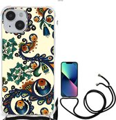 Telefoontas Geschikt voor iPhone 14 Shockproof Case met doorzichtige rand Barok Flower