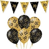 70 Jaar Verjaardag Decoratie Versiering - Feest Versiering - Vlaggenlijn - Ballonnen - Man & Vrouw - Zwart en Goud