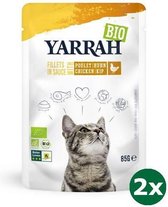 Yarrah cat biologische filets met kip in saus kattenvoer 2x 14x85 gr NL-BIO-01