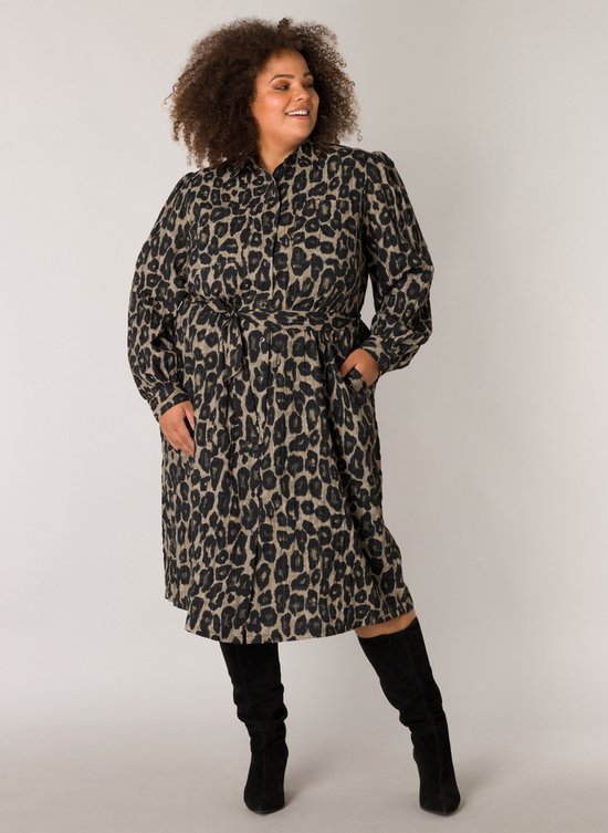 YESTA Dilem Jurk - Khaki/Multi-Colour - maat 1(48)