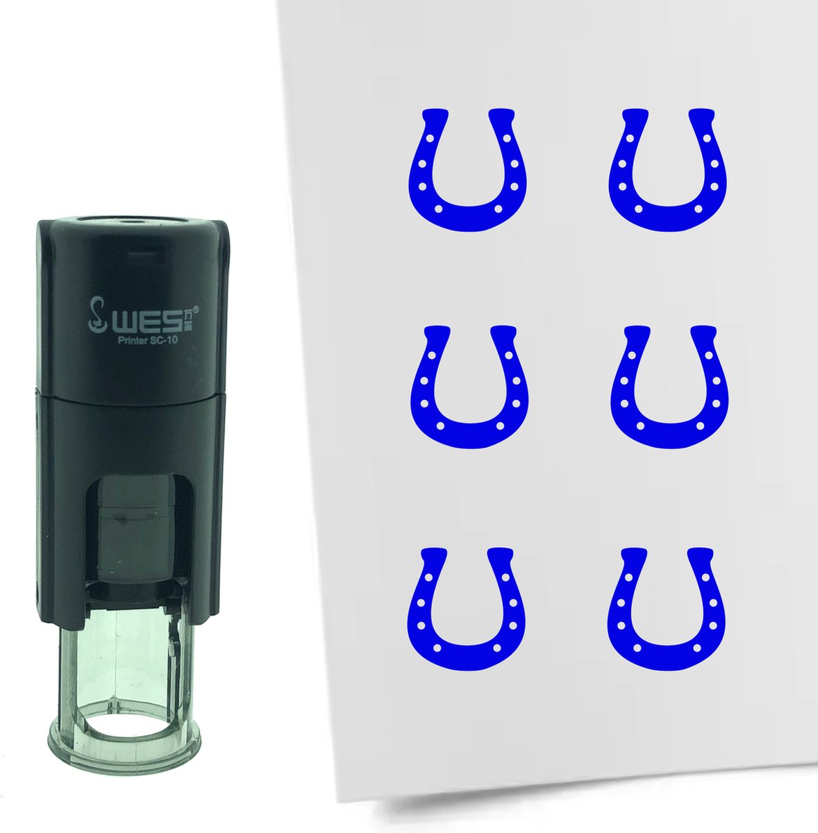 CombiCraft Stempel Hoefijzer 10mm rond - blauwe inkt