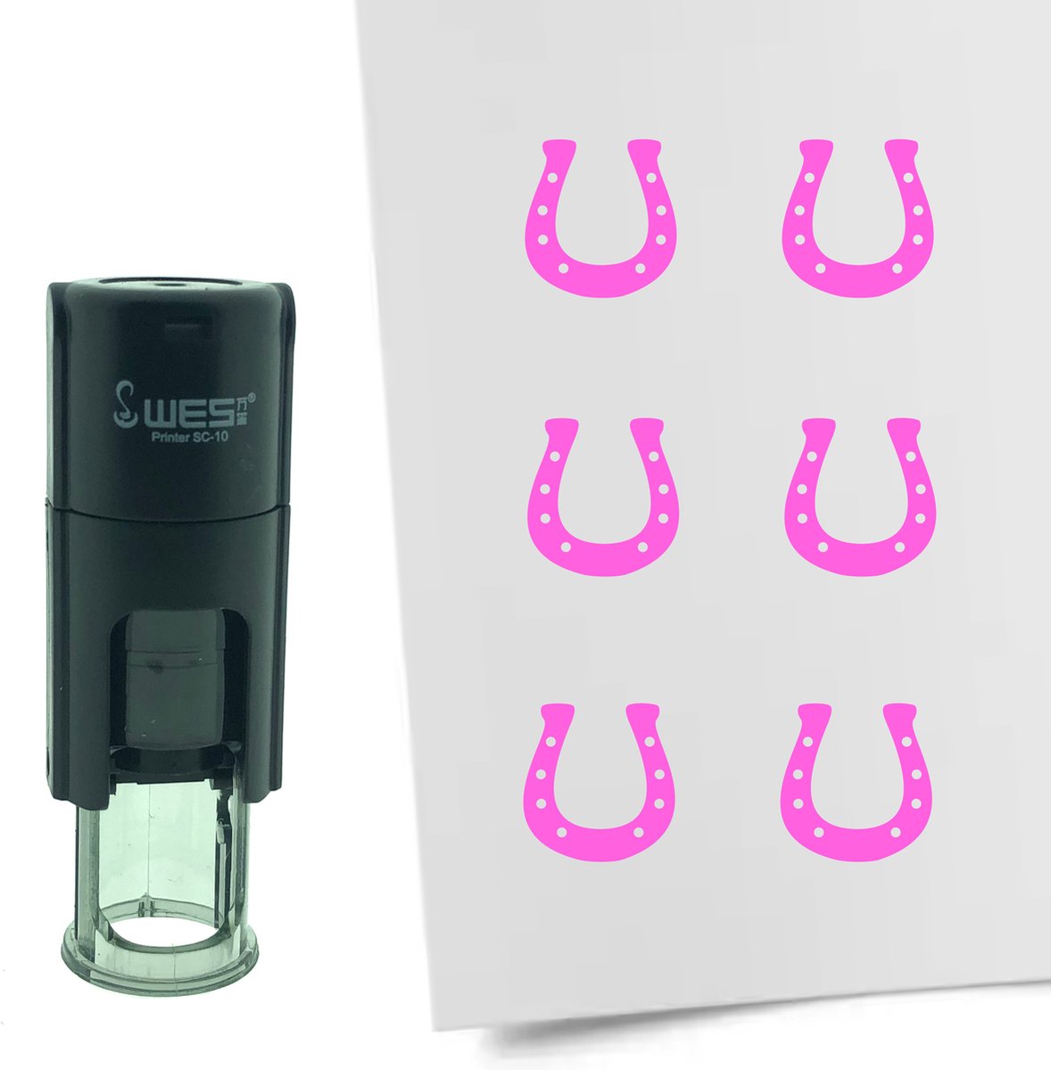 CombiCraft Stempel Hoefijzer 10mm rond - roze inkt
