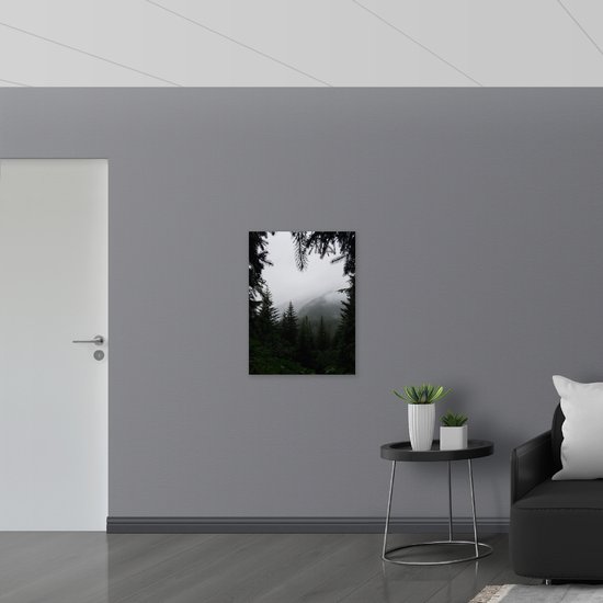 WallClassics - Drapeau - Brouillard dans les Montagnes - 60x80 cm Photo sur Drapeau Polyester