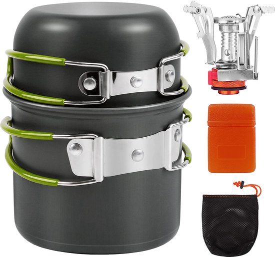 Camping Kookset, 7 stuks Camping Pan Set voor Rugzak Kookgerei Pot en Pannen Set, Survival Kookset voor Wandelen Kookgerei Outdoor Koken en Picknick, Wandelen, Picknick, Outdoor & Camping Kookgerei
