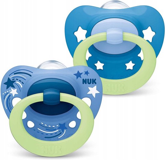 NUK Signature Night Fopspeen- 2 st set- blauw 6-18 maanden