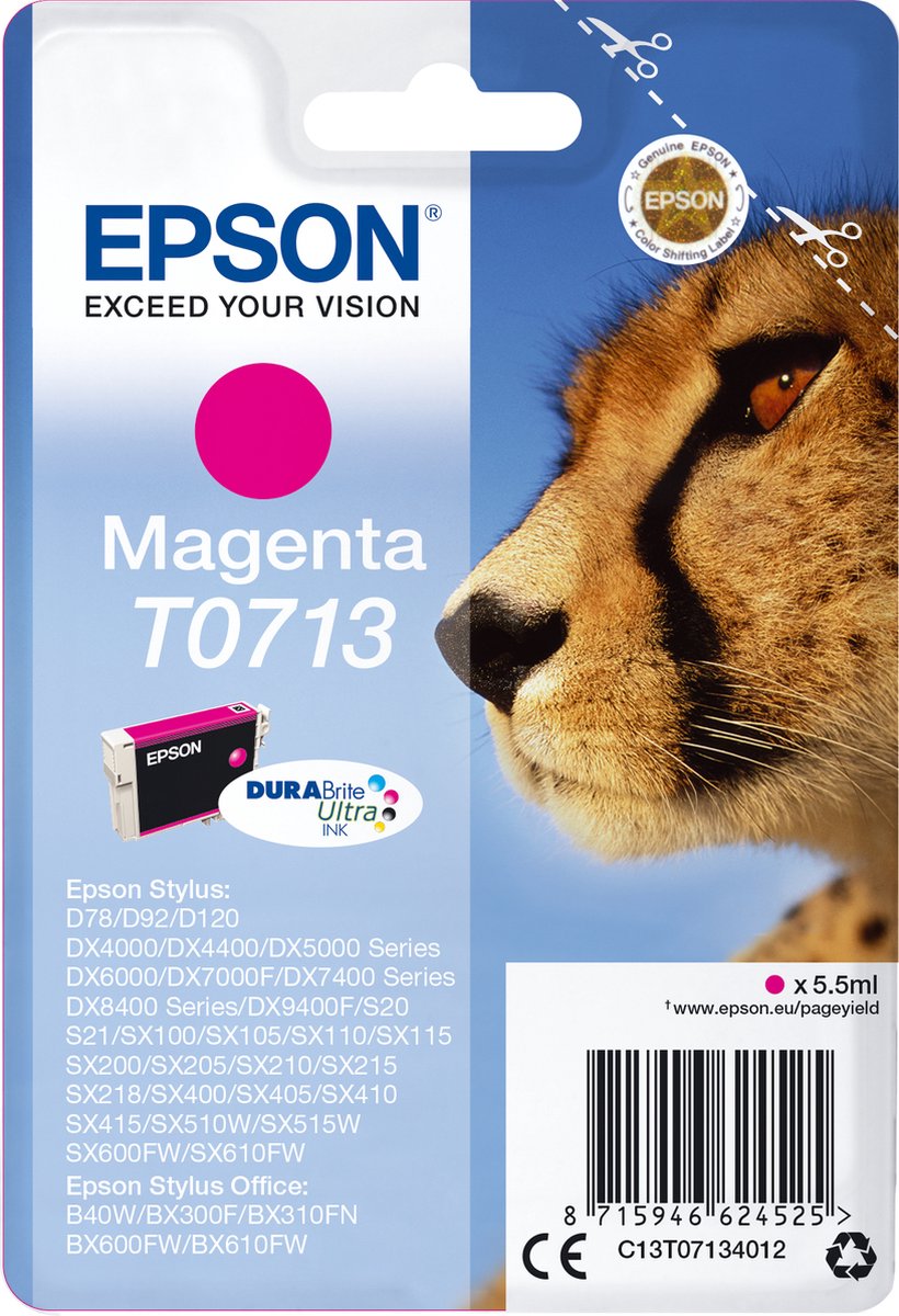 EPSON T0713 Singlepack Magenta DURABrite Ultra Ink