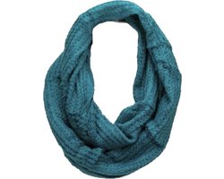 Gebreide Colsjaal - Ronde Sjaal - Nekwarmer - Petrol - 80 x 50 cm (J08)