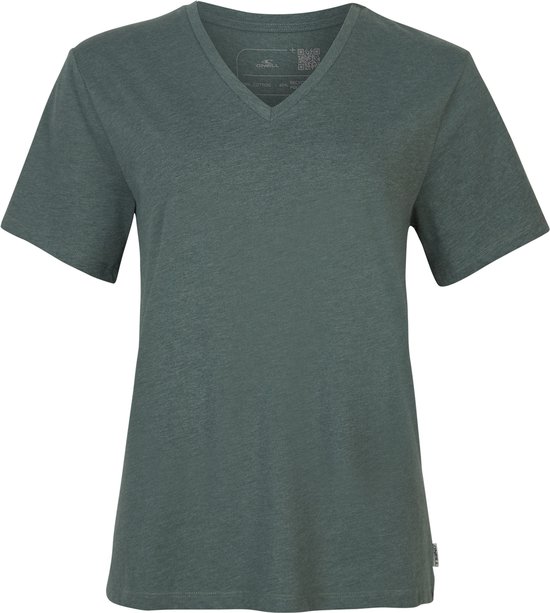 O'Neill T-Shirt Women ESSENTIALS V-NECK T-SHIRT Groen S - Groen 60% Cotton, 40% Recycled Polyester V-Neck