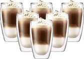Dubbelwandige Glazen - 450 ml - Set van 6 - Koffieglazen - Theeglas - Cappuccino Glazen - Latte Macchiato Glazen - Glas