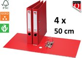 4 x Quantore - A4 - 50mm de large - plastique PP - rouge