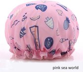 2  x Dikke Douche muts - Shower Cap - Pink Sea World - Waterdicht - BadMuts - Dubbele Laag - Douchemuts Haar Cover Bedekking - Vrouwen Benodigdheden DoucheCap Badkamer Accessoires