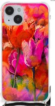 Anti Shock hybrid Case Geschikt voor iPhone 14 Plus Anti Shock Bumper Case met transparante rand Tulips