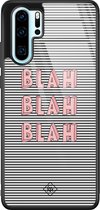 Casimoda® hoesje - Geschikt voor Huawei P30 Pro - Blah Blah Blah - Hard Case Backcover - TPU - Blauw - Tekst